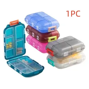 1PC Dual-Layer Portable Pill Organizer with 10 Compartments, Transparent Travel Medicine Box, Slim Design for On-the-Go Use, Vitamin Organizer, Supplement Organizer
