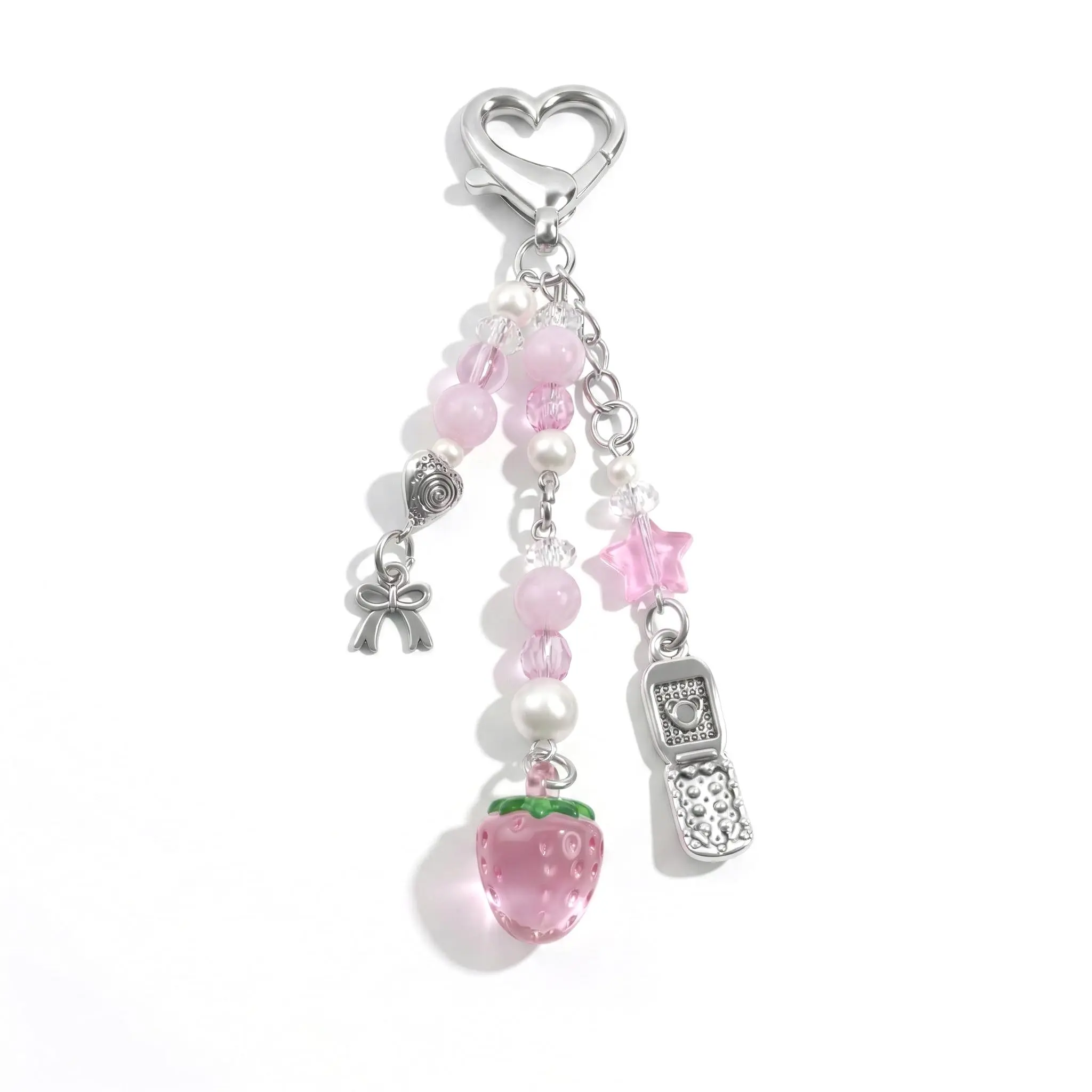 Cute Strawberry Keychain for Women, Coquette Aesthetic Bag Charms, Y2K Purse Charm for Backpack Phone, Fashion Accessory, Keychain for Bags, Fashionable Alloy Keychain