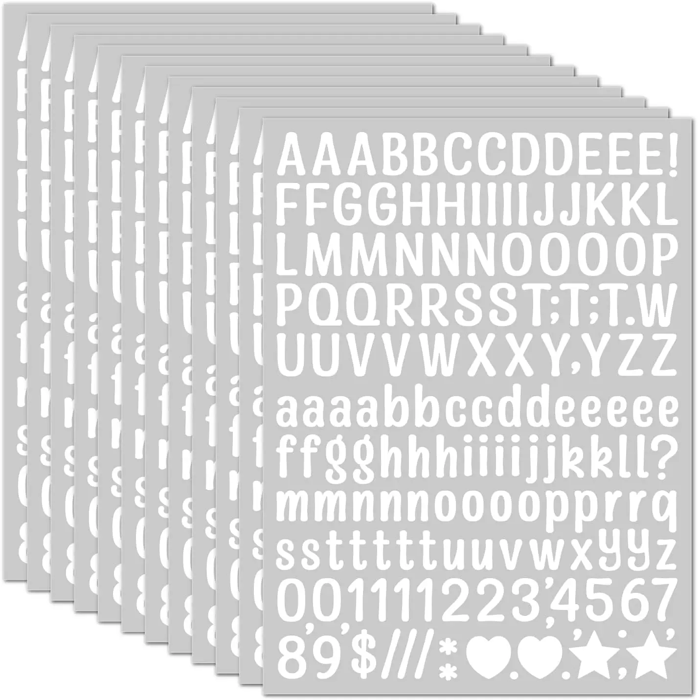 15 Sheet Small Letter Stickers - 1/2 Inch White Vinyl Self Adhesive Alphabet Number Stickers Stick On Letters for Arts Crafts Outdoor Sign Wall Mailbox Windows Doors  Poster Board