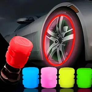8 pieces Set Of Luminous Tire Valve Covers For Cars, Bicycles, And Motorcycles - Hexagonal, Durable ABS Material, Perfect Fit, Bright Colors (Red, Blue, Green, Pink) - Enhances Visibility And Safety At Night, Car Tire Valve Covers