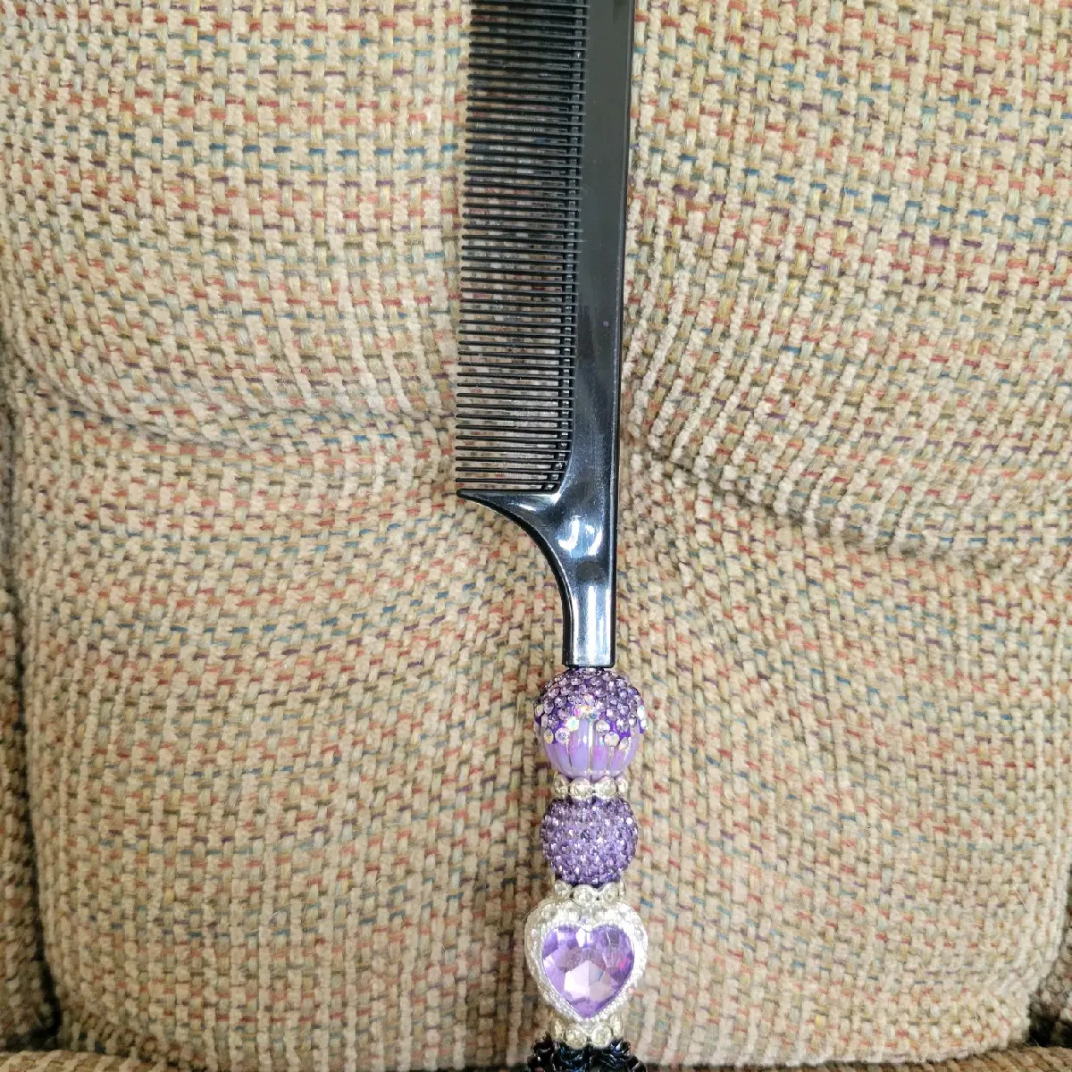 Fancy Black Beaded Comb (Designs Vary) - Live Pick
