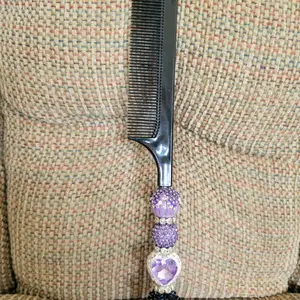 Fancy Black Beaded Comb (Designs Vary) - Live Pick