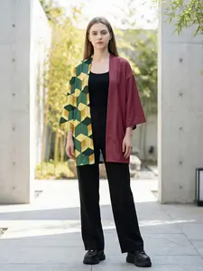 Anime Kimono Jacket for Women, Casual Fitted Short Top, Spring & Fall Fashion, All over Print Design, Perfect for Anime Fans