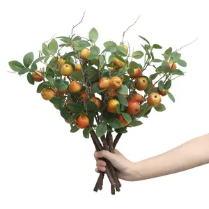 6PCS Realistic Artificial Apple Branches 42cm Lifelike Faux Fruit Stems with Green Leaves for Home Decor Fall Thanksgiving Christmas Arrangements High Quality Fake Apple Twigs for Vases DIY Crafts  Table Centerpieces outdoor flowers balcony decoration