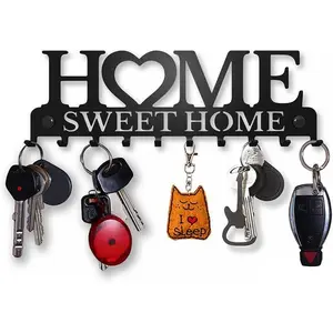 Home Sweet Home Letter Design Wall Mounted Key Holder, Key Hanger Hooks Rack, Wall Organizer for Entryway Door Hallway Bathroom Kitchen, Decor