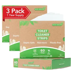Natural Toilet Bowl Cleaner Strips, Unscented, Eco-friendly, Non-toxic, Septic Safe, Removes Odors & Stains, Plastic-free, Toilet Bowl Cleaner for Quick and Easy Cleaning (180 count)