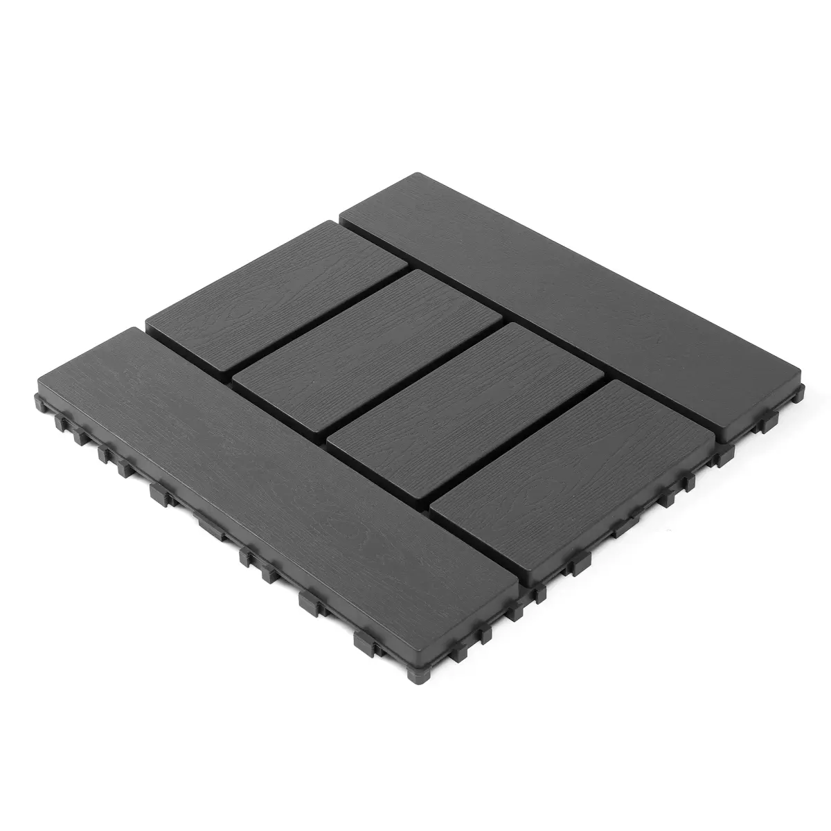 Plastic Interlocking Decking Tiles - 44 Packs 12in x 12in Modular Tile Panel Click-Parquet, Waterproof PVC, Dark Gray Black Iridescent, High-Gloss Water-Based Coated, Self-Leveling Epoxy for Backyard Pool All-Weather Use, Black Iridescent Tile Click-Parqu