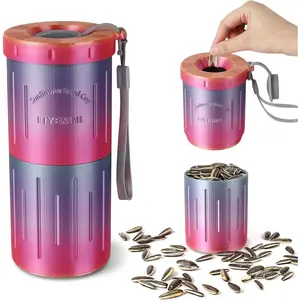 Sunflower Seed Spit Cup with Seed Storage & Shell Disposal 3D Printed Portable Pistachios Snack Nut Bowl Cup for in-Car Road Trip Ball Games Seed Lovers Gift (Rainbow)