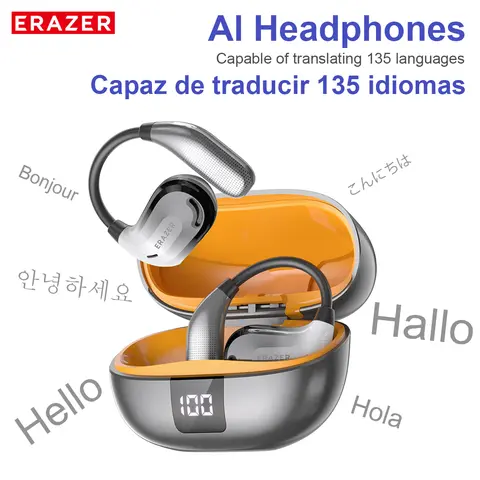 ERAZER XT66Pro OWS Translation Wireless Bluetooth Earphones Support 135 Languages Real Time Bluetooth Translation Earbuds HIFI Sound Quality Light-Weight Headphones Built-in Microphone Support Phone Calls Music AI Chat