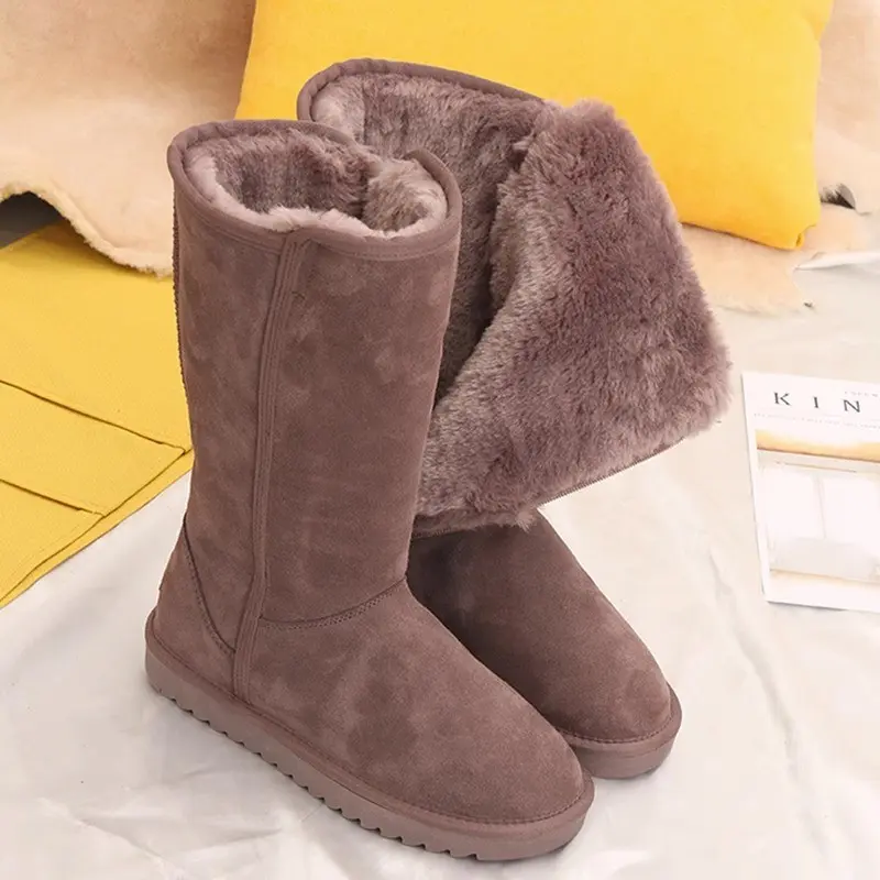 Women's Large Size Winter Snow Boots with Fleece & Thickened Warmth - Tall Round Toe Synthetic Upper, Plush Faux -Like Collar, Traction Sole - Brown/Black for Ice, Snow, Slush - Casual & Dress Boots, Winter Boots For Women, Boots For Women Winter, Snow Bo
