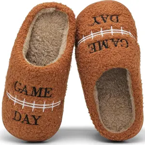 F-SOK29  Kids Girls Boys Ball Sports Slippers Soft Curly House Shoes Memory Foam Non-Slip Indoor Outdoor Slippers for Sports Fan