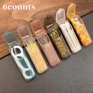 6-Pack PP Plastic Transparent Floss Storage Boxes, Portable Dental Floss and Toothpick Organizer, Oral Care Supply Box for Travel, Home, Office and Outdoor Use