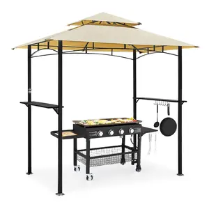 YODOLLA 8' x 5' Grill Gazebo, Grill Canopy for Outdoor Grill, 2- Tier BBQ Gazebo Shelter for Patio, Backyard and More