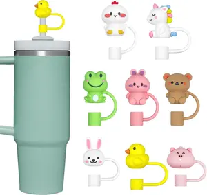 8 Pcs 0.4" Straw Cover Cap for Stanley 30&40 oz Tumbler Cups 10mm Wide Cute Silicone Straw Topper Tips Lids Protectors Drinkware Set Safe Durable Material - Bottles