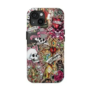 Trendy Ed Hardy-Inspired Tough Phone Case - Stylish & Protective Printed Cover for iPhone Phone 11-17