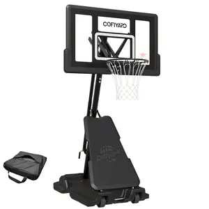 COFIYARD Enhanced version Basketball Hoop Outdoor with 44 Inch Shatterproof Backboard, 5.25-10FT Height Portable Basketball Hoop with Sandbag, Adjustable Basketball Goal System