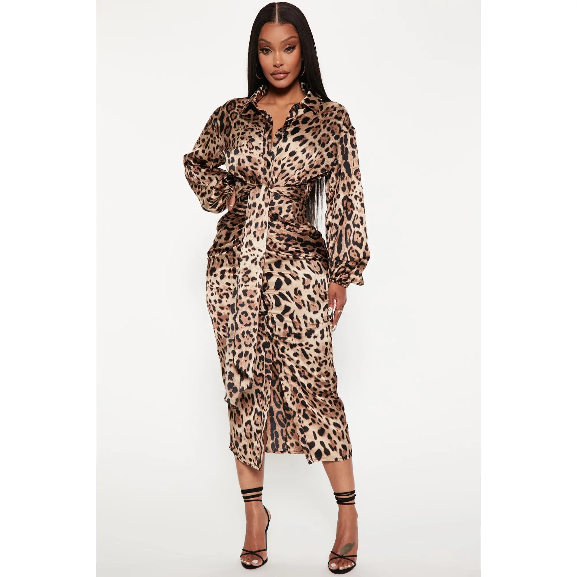 Make Me Roar Midi Dress - Mocha/combo