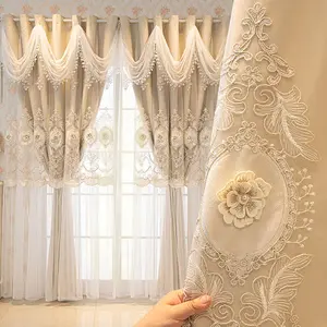 1pc European Style Full Light Blocking Curtains, Vintage Palace Luxury Floral Embroidery Thickened Drapes, Heavy Curtain, Artistic Deep Elegance for Living Room Bedroom