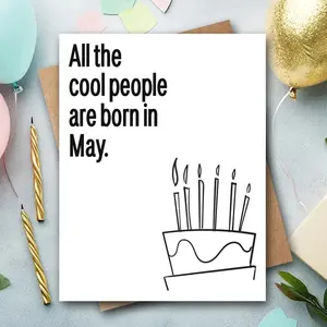 Funny May Birthday Card | For Sister & Friend | Cute Greeting Card