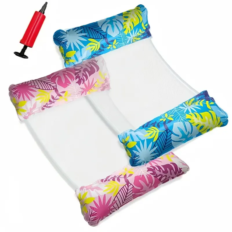 Patterned Inflatable Hammock, PVC Material, Foldable Pool Float Chair, Comfortable Water Chair, Ideal for Adult Swimming and Relaxing