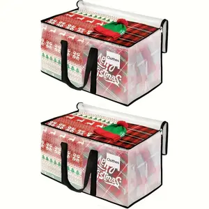 2 extra-large moving bags-thick transparent storage bags with reinforced handles and labels, holiday Christmas gift bags and multi-purpose holiday storage bags, Storage Totes