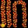 TURNMEON 3-Pack Light Up Garlands - 3-Strands 30ft Long Battery-Operated String Lights, 60 LEDs, 4in Enlarged Natural Imitation Maple Leaves, 3D Pumpkins, Timer, Outdoor Safe, for Halloween Decorations Fall Decor for Home Porch Mantel