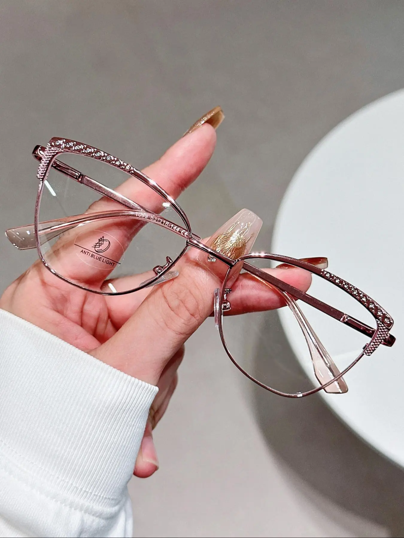 Rhinestone Decor Eyeglasses, Lightweight Durable Glasses, Fashionable Cat Eye Frame Eyeglasses for Women & Men, Fashion Eyeglasses for Work, Daily Clothing Decor, Perfect for Student Daily Use, Fashion Eyewear