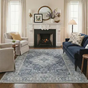 【Deals For You Days】BEIMO Soft Area Rug – Pet Friendly, Non-Slip, Machine Washable Floor Rug, Perfect Home Carpet for Living Room, Bedroom, Kitchen, Hallway, Stylish Interior Decor ,ARP050-BLUE