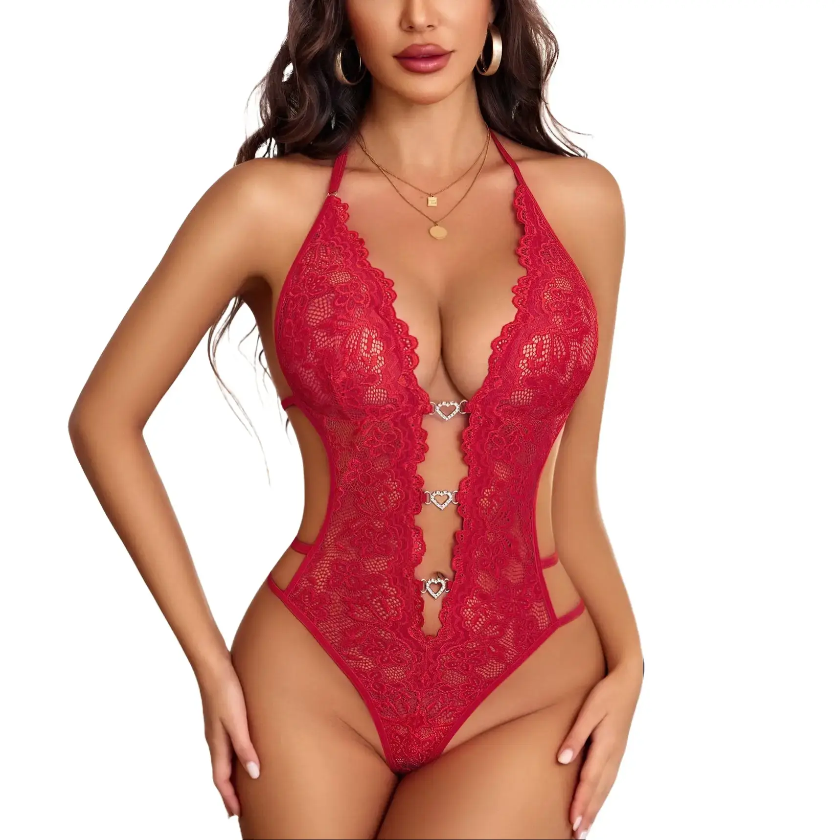 Avidlove Lingerie for Women Lace Bodysuit Halter Teddy Babydoll