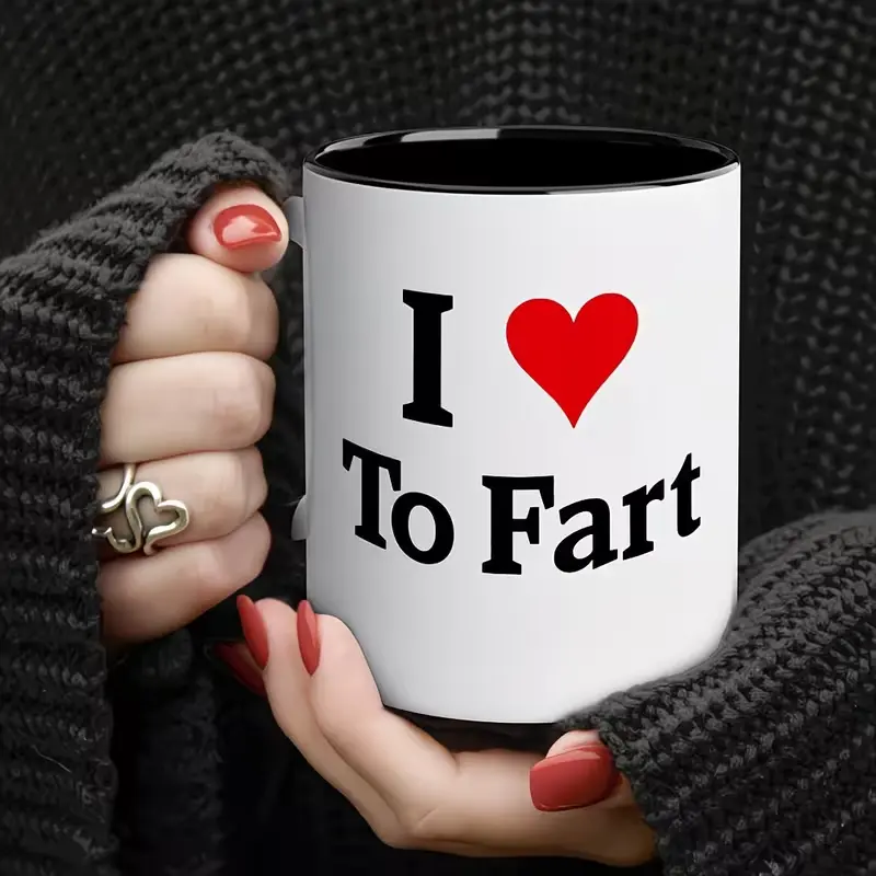 Lightweight Printed Ceramic Mug - 11 Oz Reusable Coffee Cup, Novelty Fart Humor Drinkware, Suitable for Adults, Sturdy, Reuse