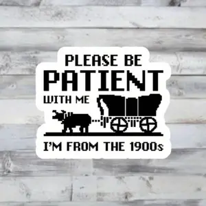 5pcs Please Be Patient With Me Im From The 1900s Vinyl Sticker - Funny Retro Gift for Laptops, Coworkers, Millennials Funny Stickers