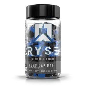 RYSE Project Blackout Pump Cap Max - Pre Workout Nitric Oxide Booster Supplement for Men - Pumps & Blood Flow - 30 Servings (120 Capsules)