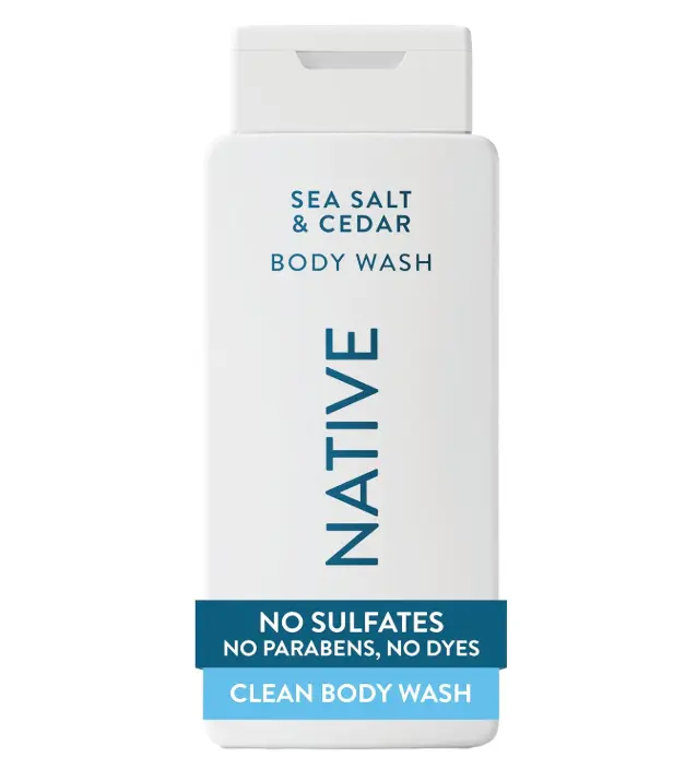 Native Body Wash Contains Naturally Derived Ingredients | For Women & Men, Sulfate, Paraben, & Dye Free Leaving Skin Soft and Hydrated | Sea Salt & Cedar 18 oz