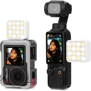 Pocket 3 4  Fill Light Accessories, 6500K Adjustable Video Light For  Muse with Quick Release Cold Shoe Base, Compatible with   Action 5 Pro/4/3 Camera Cage Attachment White
