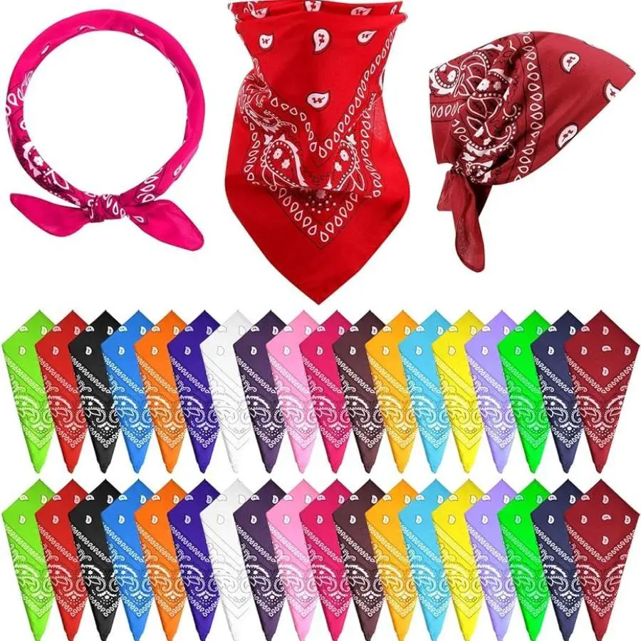 36pcs Vintage Retro Cowboy Style Bandanas - Unisex Adults' 1-Size Paisley Print Head Wrap, Scarf, Wristband - Festive Party Accessory for Birthday, Bonfire (for Standout Looks)