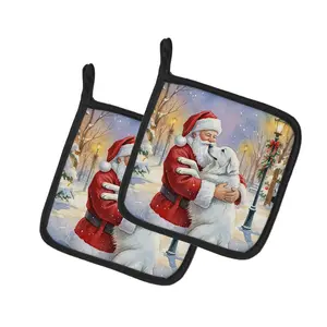 Carolines Treasures FNT1041PTHD 7.5 x 7.5 in. Great Pyrenees with Santa Claus Pot Holders, Pack of 2
