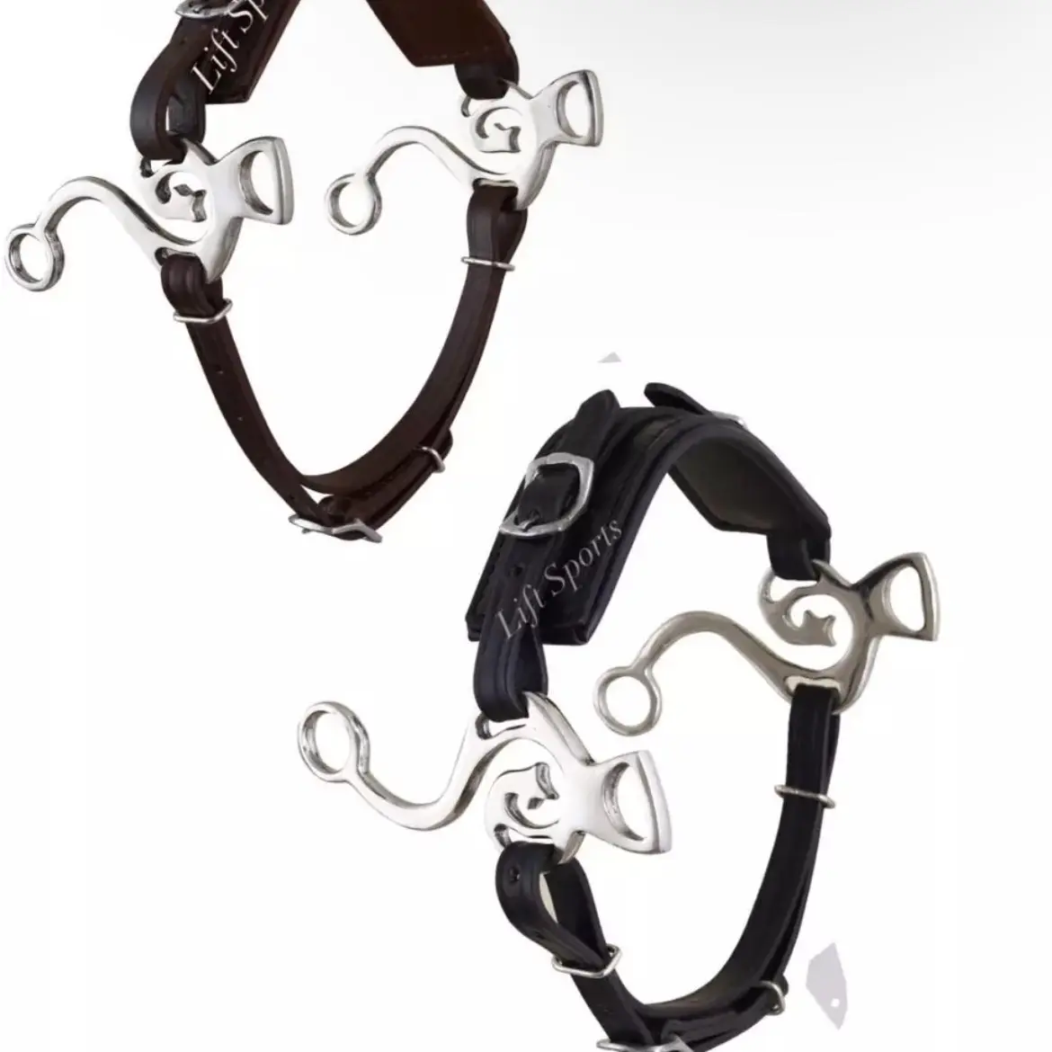 Brown-Black Hackamore Bitless Horse Bit Adjustable Leather Bridle Steel New
