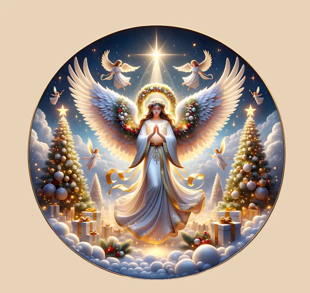 Festive Angel-Themed Round Aluminium Artificial Wreath Home Sign - 0.25 Gauge Durable Aluminium, Bright Handmade Ornaments, Heat-Resistant Outdoor Safe Holiday Wall Decor Plaque, Pressure, None
