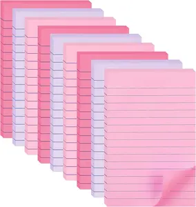9 Pack Lined Sticky Notes 4X6 in, Large Ruled, Colorful, Super Sticking Power Memo Pads Strong Adhesive (Pink Themed)