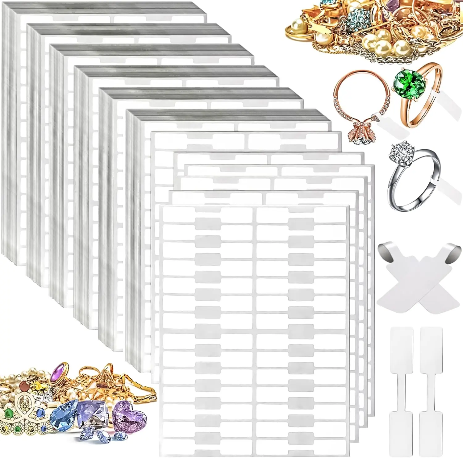 2000 Pcs Blank Jewelry Price Tags Jewelry Stickers, Necklace Ring Jewelry Display Labels, Self Adhesive Price and Indentification Tags, Perfect for Ballpoint Pen Writing