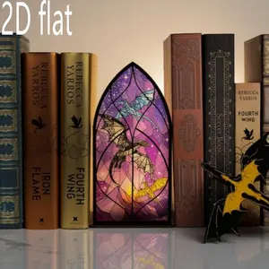4th Wing Inspired Book Nook - Dragon Library Sign |  Bookshelf Sign | Fantasy Book Lover & Reader Gift (No Candle Included), Library Decor, Book lover gift, Bookish, Gifts for readers