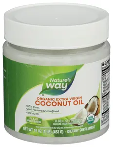 Nature's Way Organic Extra Virgin Coconut Oil 16oz - Cold Pressed Non-GMO with 62% MCTs for Kitchen & Beauty Uses