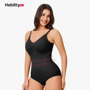 Nebility Soft Clothes for Women vneck basic comfortable seamless shapewear one piece simple fashion camisole sleeveless womenswear Tummy Control Bodysuit Stretchy Bodysuits Compression Minimalist