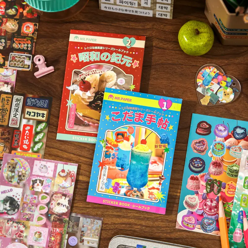 Retro Aesthetic Sticker Book Set – 2 Styles, 2 Books per Style, 30 Sheets Each, Manga Style Stickers for Journaling, Scrapbooking & DIY Crafts, TikTokShopHolidayHaul Vintage Marker Sticky Back Photo
