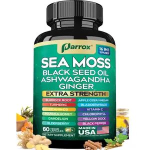 PARROX Sea Moss Supplement - All-in-One Multivitamin with Black Seed Oil, Ashwagandha & 15+ Extra Strength Ingredients - 60 Capsules - Made in USA
