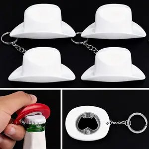 Cowboy Hat Tejana Bottle Opener Keychain Rustic Western Design Portable ABS Cap Opener for Men Beer Lovers Bar Party Favors