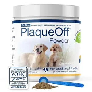 ProDen PlaqueOff Powder for Dogs & Cats - 100% Natural Seaweed Formula for Optimal Oral Health & Fresh Breath - VOHC Accepted - Easy to Use Chews Cleaner