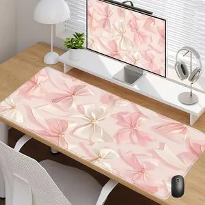 Bow Pattern Mouse Pad, Rectangle Gaming Mouse Pad, Office Desk Keyboard Mat for Home Office Desk, Desk Decor for Home Office, Office Girly Desk Accessories, Computer Accessories for Desk