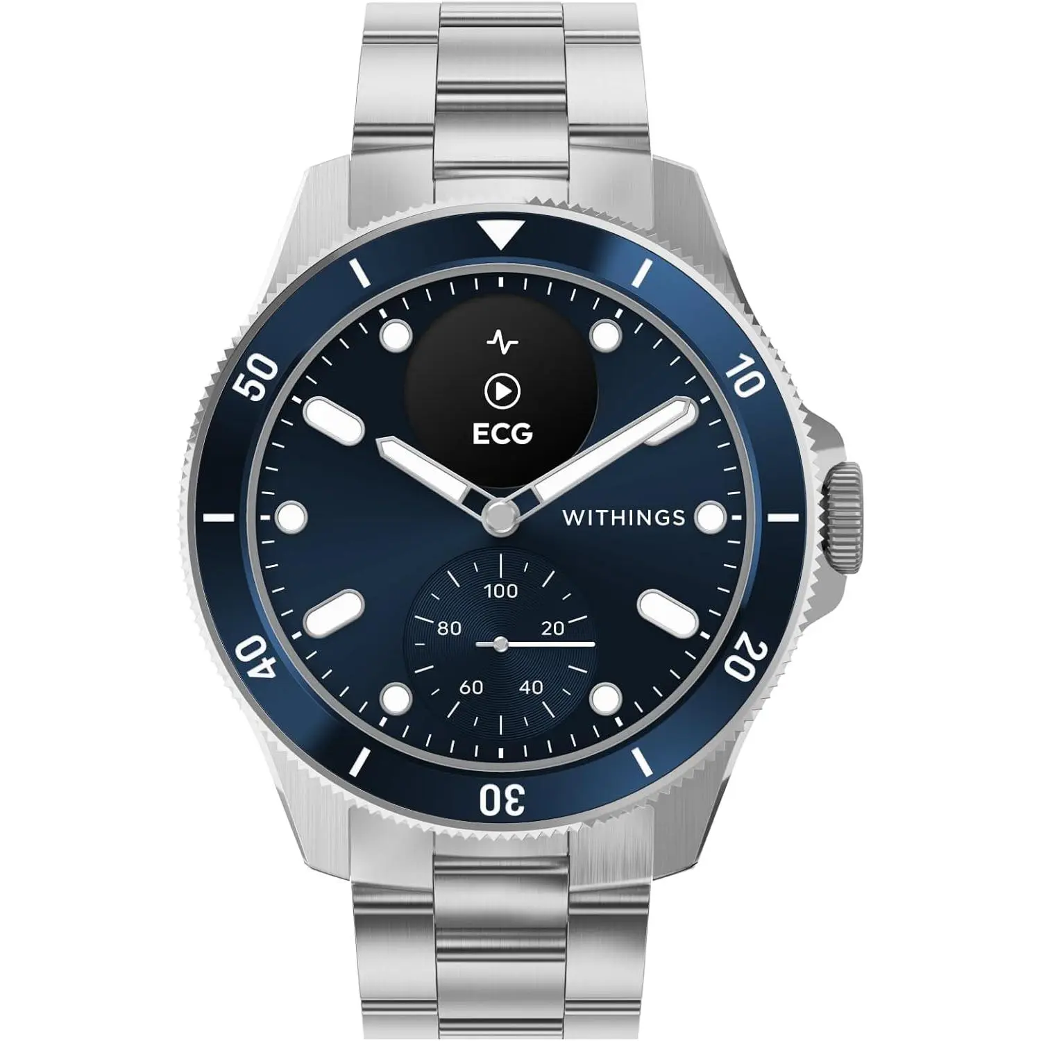 Withings Scanwatch Nova - Heart Health Hybrid Smart Watch for Men & Women - SPO2, Temperature Monitoring, Sleep, Respiratory Health, Cycle Monitoring, 30-Day Battery Life, Apple iOS/Android, Blue, 42mm