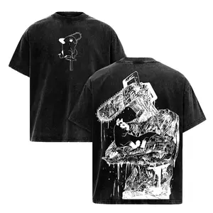 Chainsaw Man Denji Tee – Vintage Washed Heavy Cotton Oversized T-Shirt, Double Printed Anime Manga Graphic Top, Retro Unisex Streetwear for Devil Hunter Fans, Movie Inspired Edition